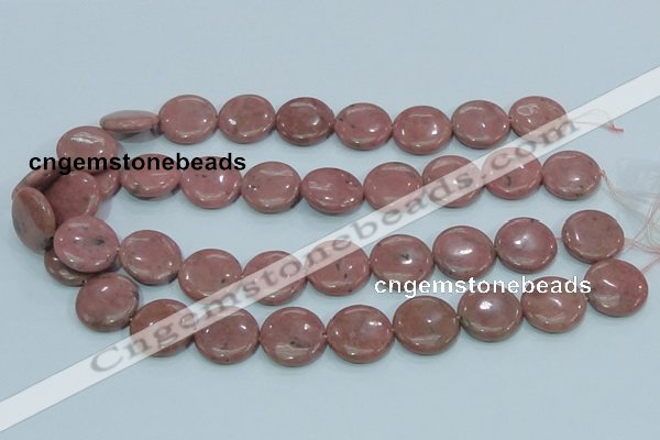 CRC207 16 inches 20mm flat round rhodochrosite gemstone beads