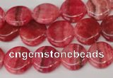 CRC23 15.5 inches 14mm flat round dyed rhodochrosite gemstone beads