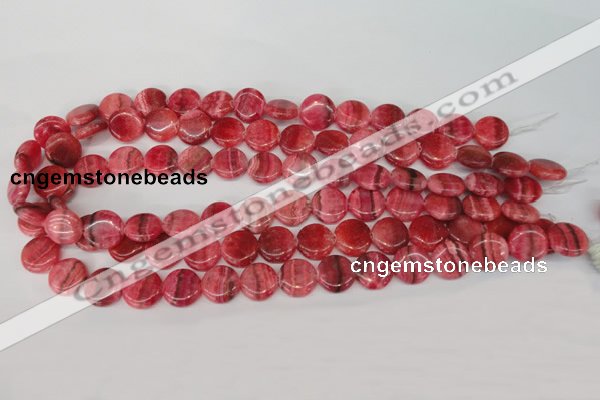 CRC23 15.5 inches 14mm flat round dyed rhodochrosite gemstone beads