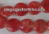 CRC24 15.5 inches 16mm flat round dyed rhodochrosite gemstone beads