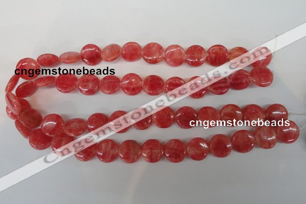 CRC24 15.5 inches 16mm flat round dyed rhodochrosite gemstone beads