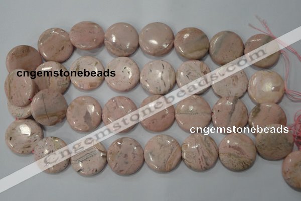 CRC308 15.5 inches 25mm flat round Peru rhodochrosite beads