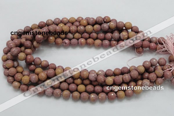 CRC59 15.5 inches 10mm faceted round rhodochrosite gemstone beads