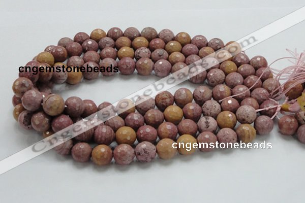 CRC61 15.5 inches 14mm faceted round rhodochrosite gemstone beads