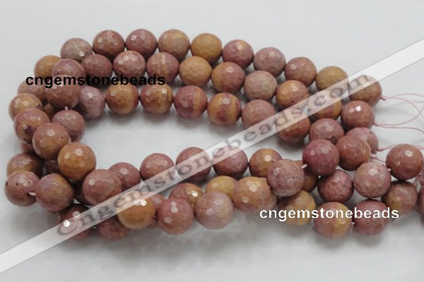 CRC62 15.5 inches 16mm faceted round rhodochrosite gemstone beads