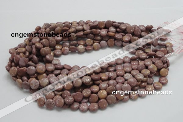 CRC71 15.5 inches 10mm flat round rhodochrosite gemstone beads