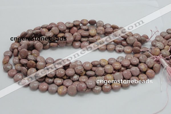 CRC72 15.5 inches 12mm flat round rhodochrosite gemstone beads