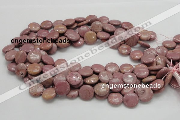 CRC73 15.5 inches 16mm flat round rhodochrosite gemstone beads