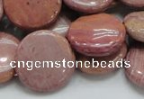 CRC74 15.5 inches 20mm flat round rhodochrosite gemstone beads