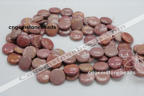 CRC74 15.5 inches 20mm flat round rhodochrosite gemstone beads