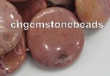 CRC76 15.5 inches 30mm flat round rhodochrosite gemstone beads