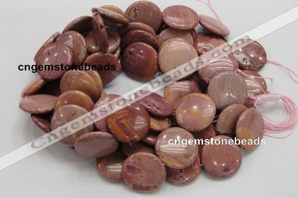 CRC76 15.5 inches 30mm flat round rhodochrosite gemstone beads