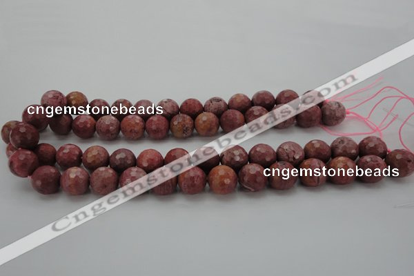 CRC805 15.5 inches 14mm faceted round Brazilian rhodochrosite beads