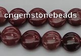 CRC814 15.5 inches 12mm flat round Brazilian rhodochrosite beads