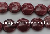 CRC815 15.5 inches 14mm flat round Brazilian rhodochrosite beads