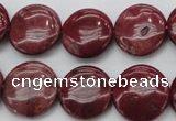 CRC816 15.5 inches 16mm flat round Brazilian rhodochrosite beads