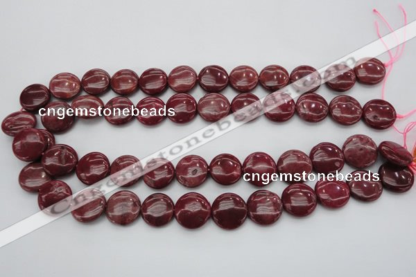 CRC816 15.5 inches 16mm flat round Brazilian rhodochrosite beads