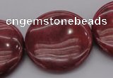 CRC820 15.5 inches 30mm flat round Brazilian rhodochrosite beads