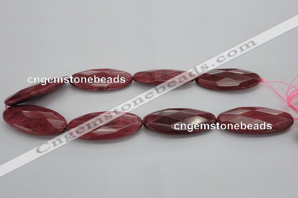 CRC862 15.5 inches 25*50mm faceted oval Brazilian rhodochrosite beads