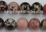 CRD05 15.5 inches 14mm round natural rhodonite gemstone beads