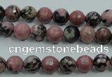 CRD11 15.5 inches 6mm faceted round rhodonite gemstone beads