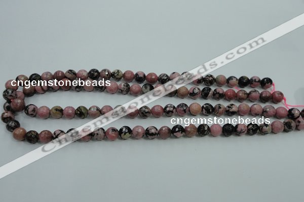 CRD12 15.5 inches 8mm faceted round rhodonite gemstone beads