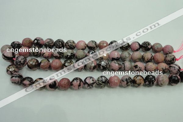 CRD17 15.5 inches 16mm faceted round rhodonite gemstone beads