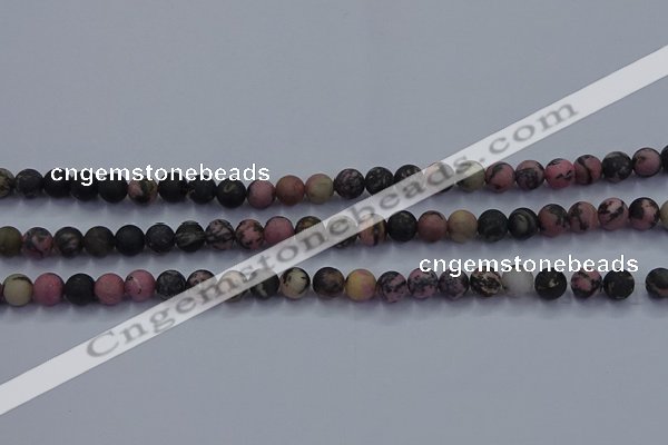 CRD23 15.5 inches 4mm round matte rhodonite beads wholesale
