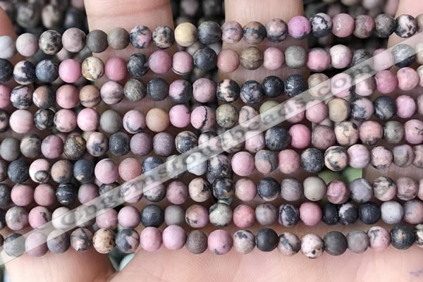 CRD30 15.5 inches 4mm round matte rhodonite beads wholesale