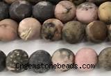 CRD365 15 inches 4mm round matte rhodonite beads