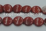 CRE06 16 inches 12mm flat round natural red jasper beads wholesale