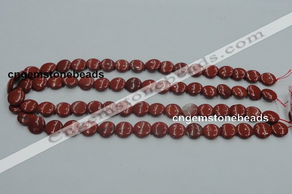 CRE06 16 inches 12mm flat round natural red jasper beads wholesale