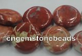 CRE08 16 inches 20mm flat round natural red jasper beads wholesale