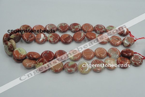 CRE08 16 inches 20mm flat round natural red jasper beads wholesale