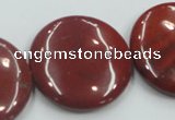 CRE10 16 inches 30mm flat round natural red jasper beads wholesale