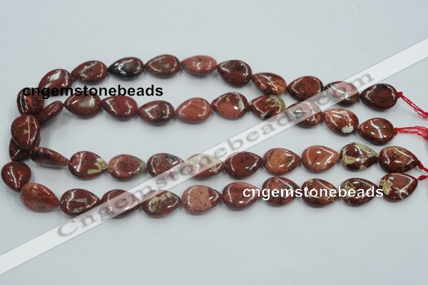 CRE15 16 inches 13*18mm flat teardrop natural red jasper beads wholesale