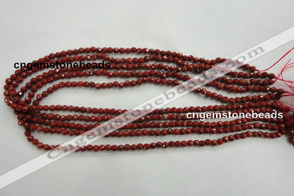 CRE151 15.5 inches 4mm faceted round red jasper beads wholesale