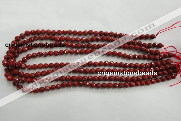 CRE152 15.5 inches 6mm faceted round red jasper beads wholesale