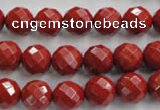 CRE154 15.5 inches 10mm faceted round red jasper beads wholesale