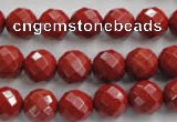 CRE154 15.5 inches 10mm faceted round red jasper beads wholesale