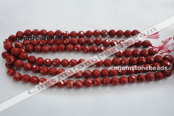 CRE154 15.5 inches 10mm faceted round red jasper beads wholesale