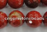 CRE159 15.5 inches 20mm faceted round red jasper beads wholesale