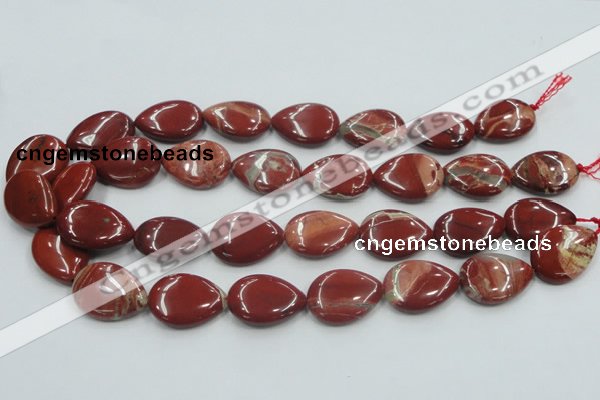 CRE16 16 inches 18*25mm flat teardrop natural red jasper beads wholesale