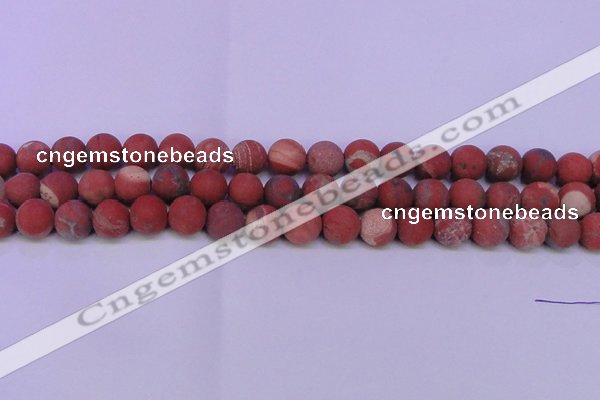 CRE161 15.5 inches 6mm round matte red jasper beads