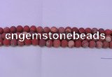 CRE163 15.5 inches 10mm round matte red jasper beads