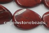 CRE18 16 inches 22*30mm twisted teardrop natural red jasper beads wholesale