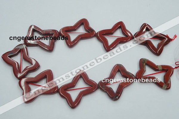 CRE23 16 inches 30*40mm bowknot natural red jasper beads wholesale