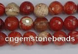 CRE331 15.5 inches 6mm faceted round red jasper beads