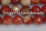 CRE332 15.5 inches 8mm faceted round red jasper beads