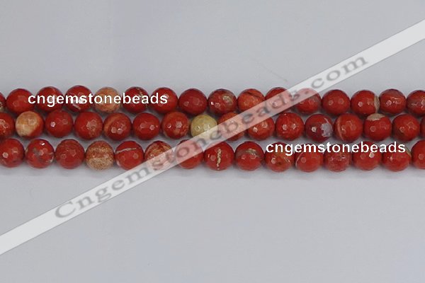 CRE333 15.5 inches 10mm faceted round red jasper beads